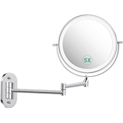 Alvorog Espejo de baño LED con brazo articulado 1x/5x