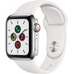 Apple Watch Series 5 GPS + Cellular 40 mm Acero inoxidable Plata Correa deportiva Blanca | MWX42TY/A