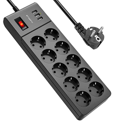 Chollo - AuoPlus Power Stripe 10 Tomas + 3 USB | Negro