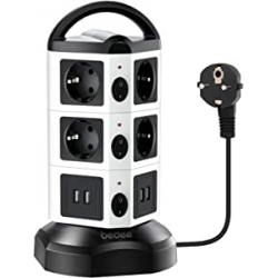 Chollo - bedee PowerStrip Regleta Vertical 10 Enchufes &plus; 4 USB