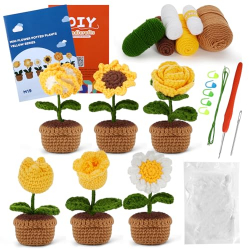 Chollo - Bestcool M19 Crochet Kit Mini Flower Potted Plants Yellow Series