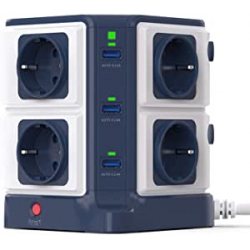 Chollo - Bestek &lrm;MRJ8401 Regleta Vertical 8 Enchufes &plus; 6 USB