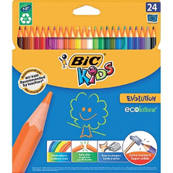BIC Kids Evolution Ecolutions Lápices de Colores (Pack de 24) | ‎8297332