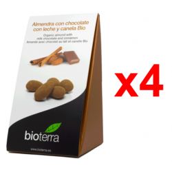 Chollo - Bioterra Almendra entera con chocolate con leche y canela bio gourmet Pack 4x 100g