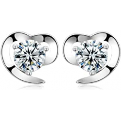 Chollo - BlueSnow Love Heart Cubic Zirconia Studs Pendientes &vert; Fb-earring-0001-1
