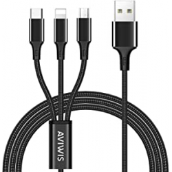 Chollo - Cable USB 3 en 1 Lightning &plus; micro USB &plus; USB-C