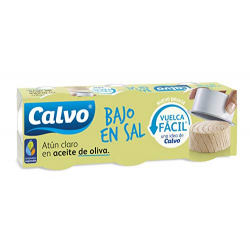 Chollo - Calvo Atún Claro en Aceite de Oliva Bajo en Sal Lata 65g (Pack de 3)