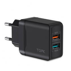 Chollo - Cargador USB Dual TOPK 18W Quick Charge 3.0