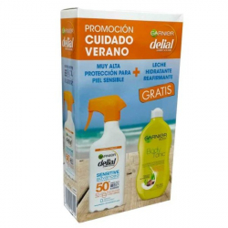 Delial Protector Solar Piel Sensible SPF50 spray 300 ml + Leche Hidratante crema corporal Reafirmante 400 ml