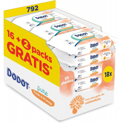 Chollo - Dodot Toallitas Pure Cuida & Protege 44 unidades &lpar;Pack de 18&rpar;