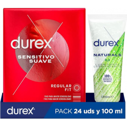 Chollo - Durex Pack Preservativos Sensitivo Suave 24uds + Lubricante Naturals H2O 100ml