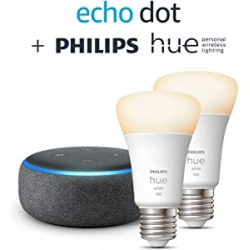 Chollo - Echo Dot (3.ª generación) + 2 Bombillas Philips Hue White Pack