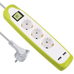 Chollo - Electraline Gummy Base de enchufe m&uacute;ltiple silicona 3 Tomas &plus; 2 USB &vert; 62155