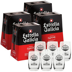 Chollo - Estrella Galicia Especial Botella 25cl (Pack de 24) + Juego de 6 Vasos de Caña