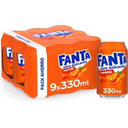 Chollo - Fanta Naranja Zero Az&uacute;cares A&ntilde;adidos Lata 33cl &lpar;Pack de 9&rpar;