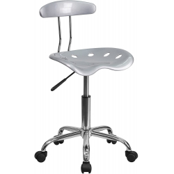 Chollo - Flash Furniture Vibrant Silver Silla de escritorio &vert; LF-214-SILVER-GG