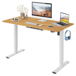 FLEXISPOT EG1 Escritorio de Pie con Tablero (Arce, 100X60x1.6cm), Standing Desk, Escritorio Eléctrico Ordenador Mesa Gaming Ajustable en Altura con Te