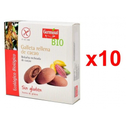 Germinal Bio Galletas Sin Gluten Rellenas de Crema de Cacao 200g (Pack de 10)
