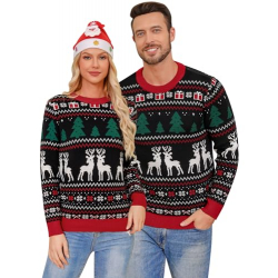 Chollo - Gyabnw Su&eacute;ter de Navidad para mujer Su&eacute;teres feos de Navidad Invierno Jersey de manga larga y cuello redondo&comma; Negro &comma; M