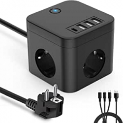 Chollo - HassoKon Powercube 3 Enchufes &plus; 4 USB