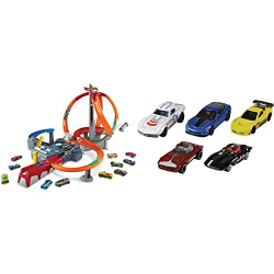 Chollo - Hot Wheels Pista Torbellino de Carreras & Pack de 5 Vehículos | Mattel CDL45-1806
