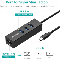 Chollo - Hub USB-C 4 Puertos Ucouso 3x USB3.0 + HDMI