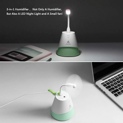 Chollo - Humidificador Port&aacute;til USB &plus; Mini Ventilador &plus; Mini Flexo LED