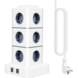 Chollo - IdealCraft Power Strip Tower 12 Enchufes &plus; 4 USB