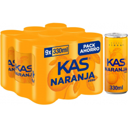 KAS Zero Naranja Lata 33cl (Pack de 9)