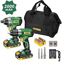 Chollo - Kit Taladro Atornillador &plus; Taladro de Impacto &plus; 2 Bater&iacute;as &plus; Accesorios &plus; Funda