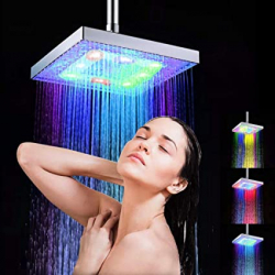 Chollo - Lepeuxi Cabezal de ducha de lluvia LED con sensor de temperatura