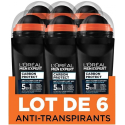 L'Oréal Men Expert Carbon Protect 5en1 Ice Fresh Desodorante Roll-On 50ml (Pack de 6)