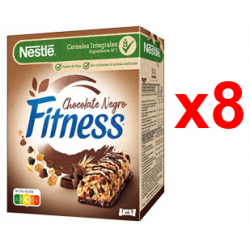Nestlé Fitness Barritas Chocolate Negro 6 unidades 141g (Pack de 8)