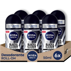 Chollo - NIVEA MEN Black & White Invisible Original Desodorante Antitranspirante Roll-on 50ml (Pack de 6)