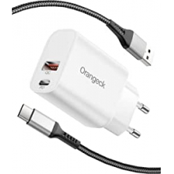Chollo - Orangeck ‎E20 Fast Charger USB-C PD & QC3.0 20W + Cable USB-C 2m
