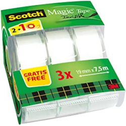 Chollo - Pack 3x Cinta adhesiva transparente Scotch Magic - 8-1975C3