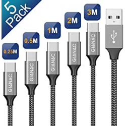 Chollo - Pack 5 Cables USB-C de nylon trenzado QGhappy