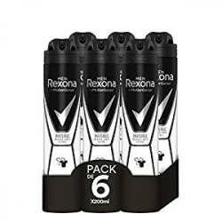 Chollo - Pack 6x Desodorante antitranspirante Rexona Men Invisible On Black + White Clothes 6x200ml