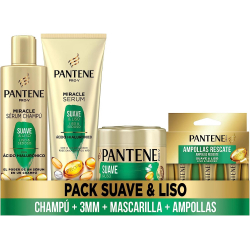 Chollo - Pack Pantene Suave & Liso: Champú 225ml + Acondicionador 200ml + Mascarilla 300ml + Ampollas 45ml