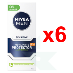 Chollo - &lbrack;Pack Pantry&rsqb; 6x Nivea Men Sensitive Hidratante Facial Protector con FP15 &lpar;6x75ml&rpar;