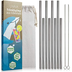 Chollo - LIVAIA Set de 8 Pajitas de Acero Inoxidable