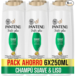 Pantene Champú Suave & Liso Nutri Pro-V 250ml (Pack de 6)