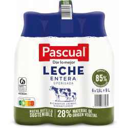 Pascual Leche Entera Botella 1.5L (Pack de 6)