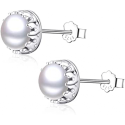 Pendientes de Plata con Perla de Cristal VeeCans