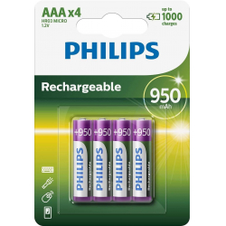 Philips Rechargeable AAA 950mAh 4-Pack