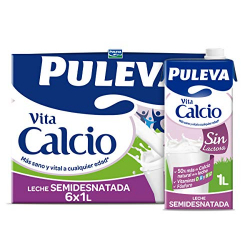 Puleva VitaCalcio Leche Semidesnatada sin Lactosa Brik 1l (Pack de 6)