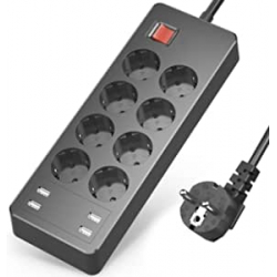 Chollo - QAKALN Power Strip 8 Tomas &plus; 4 USB