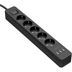 Chollo - Regleta el&eacute;ctrica KabelDirekt 5 Tomas &plus; 3 USB &vert; 981