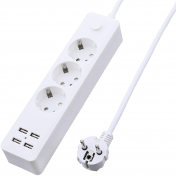 Chollo - Regleta inteligente 3 Enchufes &plus; 4 USB Glisteny 1800W&sol;5V