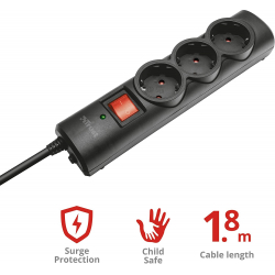 Chollo - Regleta Trust Surge Protector 3 Tomas con Protecci&oacute;n &lpar;21056&rpar;